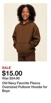 Old Navy Old Navy Favorite Fleece Oversized Pullover Hoodie for Boys offer