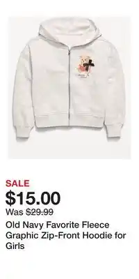 Old Navy Old Navy Favorite Fleece Graphic Zip-Front Hoodie for Girls offer