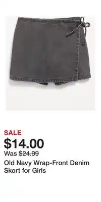 Old Navy Old Navy Wrap-Front Denim Skort for Girls offer