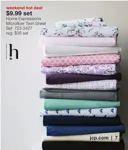 JC Penney Home Expressions Microfiber Twin Sheet Set offer