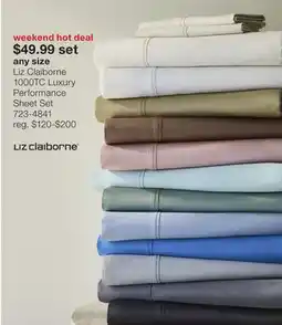 JC Penney any size Liz Claiborne 1000TC Luxury Performance Sheet Set offer