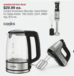 JC Penney Cooks Immersion Blender, Hand Mixer Or Glass Kettle offer