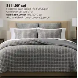 JC Penney Fieldcrest Turin Geo 3-Pc. Full/Queen Comforter Set 721-0101 offer