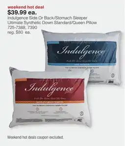 JC Penney Indulgence Side Or Back/Stomach Sleeper Ultimate Synthetic Down Standard/Queen Pillow offer