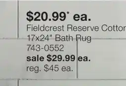 JC Penney Fieldcrest Reserve Cotton 17x24 Bath Rug offer