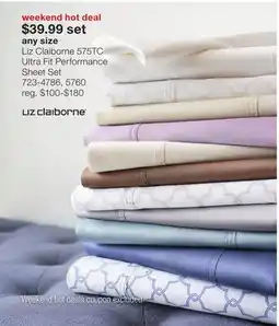 JC Penney Liz Claiborne 575TC Ultra Fit Performance Sheet Set offer