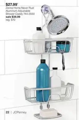 JC Penney Zenna Home Never Rust Aluminum Adjustable Shower Caddy offer