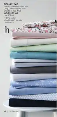 JC Penney Home Expressions Cool And Crisp Cotton Percale Twin Sheet Set offer