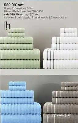 JC Penney Home Expressions 6-Pc. Ribbed Bath Towel Set offer