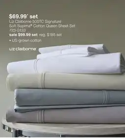 JC Penney Liz Claiborne 500TC Signature Soft Supima Cotton Queen Sheet Set offer