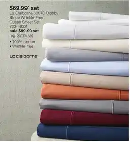 JC Penney Liz Claiborne 600TC Dobby Stripe Wrinkle-Free Queen Sheet Set offer