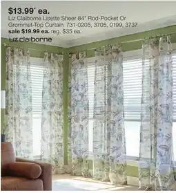 JC Penney Liz Claiborne Lisette Sheer 84 Rod-Pocket Or Grommet-Top Curtain offer