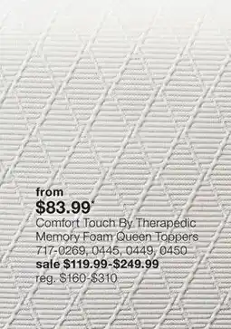 JC Penney Comfort Touch By Therapedic Memory Foam Queen Toppers offer