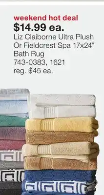 JC Penney Liz Claiborne Ultra Plush Or Fieldcrest Spa 17x24 Bath Rug offer
