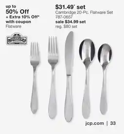 JC Penney Cambridge 20-Pc. Flatware Set offer
