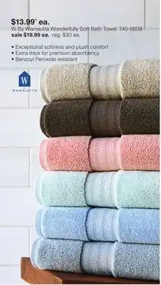 JC Penney W By Wamsutta Wonderfully Soft Bath Towel offer