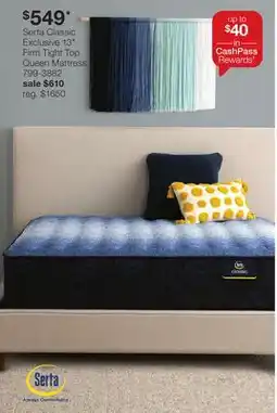 JC Penney Serta Classic Exclusive 13 Firm Tight Top Queen Mattress offer