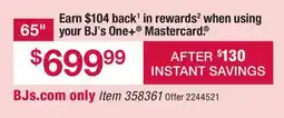 BJ’s LG 65 QNED84 evo AI Mini LED Smart TV offer