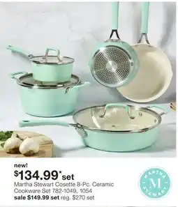 JC Penney Martha Stewart Cosette 8-Pc. Ceramic Cookware Set offer