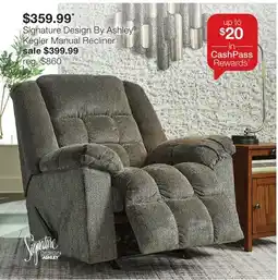 JC Penney Signature Design By Ashley Kegler Manual Recliner offer