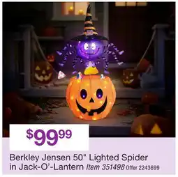 BJ’s Berkley Jensen 50 Lighted Spider in Jack-O'-Lantern offer