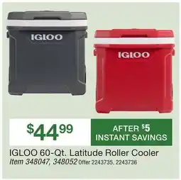 BJ’s IGLOO 60-Qt. Latitude Roller Cooler offer