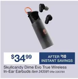BJ’s Skullcandy Dime Evo True Wireless In-Ear Earbuds offer