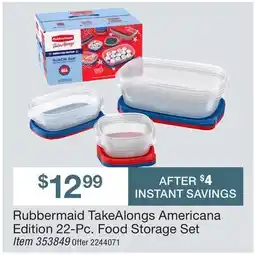BJ’s Rubbermaid TakeAlongs Americana Edition 22-Pc. Food Storage Set offer