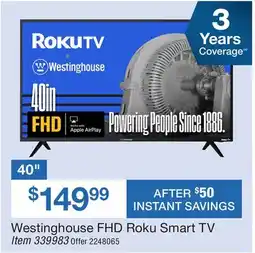 BJ’s Westinghouse FHD Roku Smart TV offer