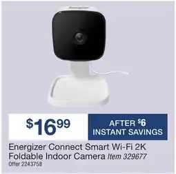 BJ’s Energizer Connect Smart Wi-Fi 2K Foldable Indoor Camera offer