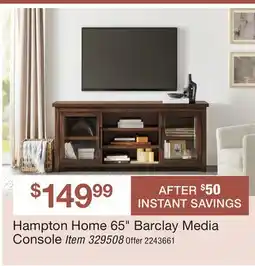 BJ’s Hampton Home 65 Barclay Media Console offer