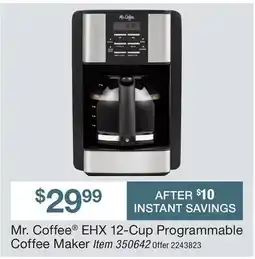 BJ’s Mr. Coffee EHX 12-Cup Programmable Coffee Maker offer