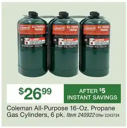 BJ’s Coleman All-Purpose 16-Oz. Propane Gas Cylinders, 6 pk offer