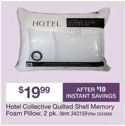 BJ’s Hotel Collective Quilted Shell Memory Foam Pillow offer