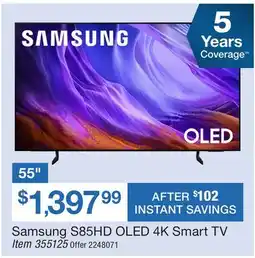 BJ’s Samsung 55 S85HD OLED 4K Smart TV offer