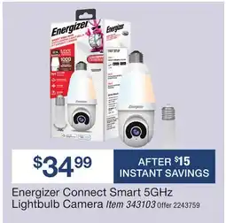 BJ’s Energizer Connect Smart 5GHz Lightbulb Camera offer