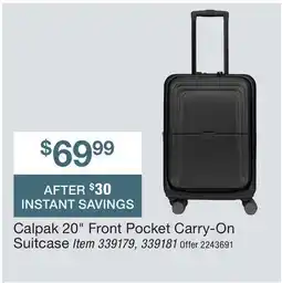 BJ’s Calpak 20 Front Pocket Carry-On Suitcase offer