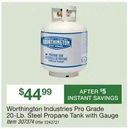BJ’s Worthington Industries Pro Grade 20-Lb. Steel Propane Tank with Gauge offer