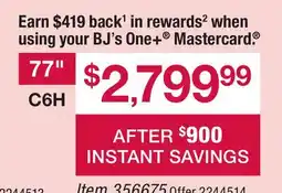 BJ’s LG 77 OLEDC6 evo AI 4K Smart TV offer