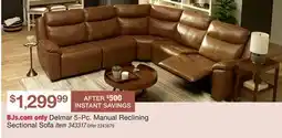 BJ’s Delmar 5-Pc. Manual Reclining Sectional Sofa offer