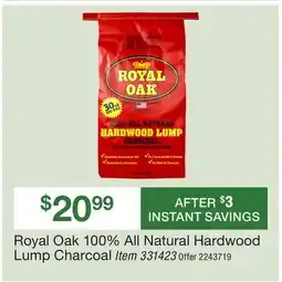 BJ’s Royal Oak 100% All Natural Hardwood Lump Charcoal offer