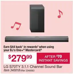 BJ’s LG S70TY 3.1.1 Channel Sound Bar offer