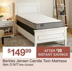 BJ’s Berkley Jensen Camille Twin Mattress offer