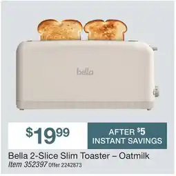 BJ’s Bella 2-Slice Slim Toaster – Oatmilk offer