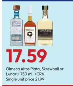 Stater Bros Olmeca Altos Plata, Skrewball or Lunazul offer
