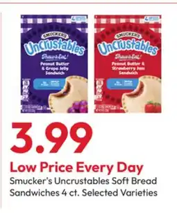 Stater Bros Smucker's Uncrustables Soft Bread Sandwiches offer