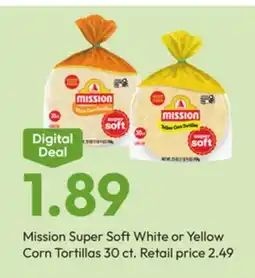 Stater Bros Mission Super Soft White or Yellow Corn Tortillas offer