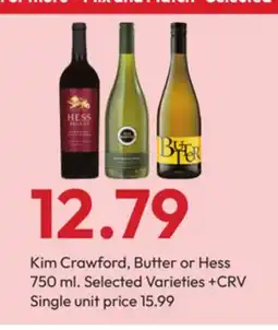 Stater Bros Kim Crawford, Butter or Hess offer