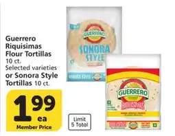 Vons Guerrero Riquisimas Flour Tortillas 10 ct. Selected varieties or Sonora Style Tortillas 10 ct offer