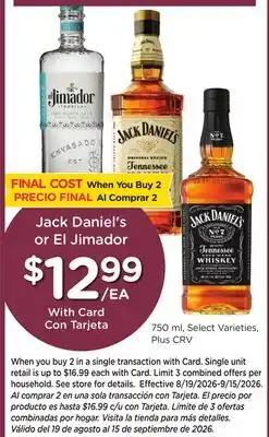 Ralphs Jack Daniel's o El Jimador offer